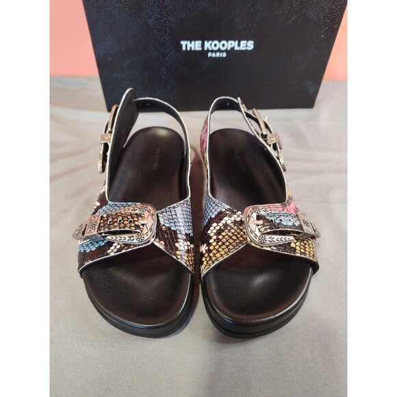 Women's The Kooples Snake Print Western Flat Sandal 38 US 7.5 - Picture 2 of 8